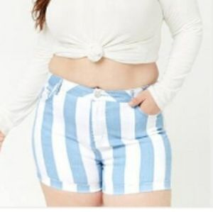 Stripped Denim Shorts